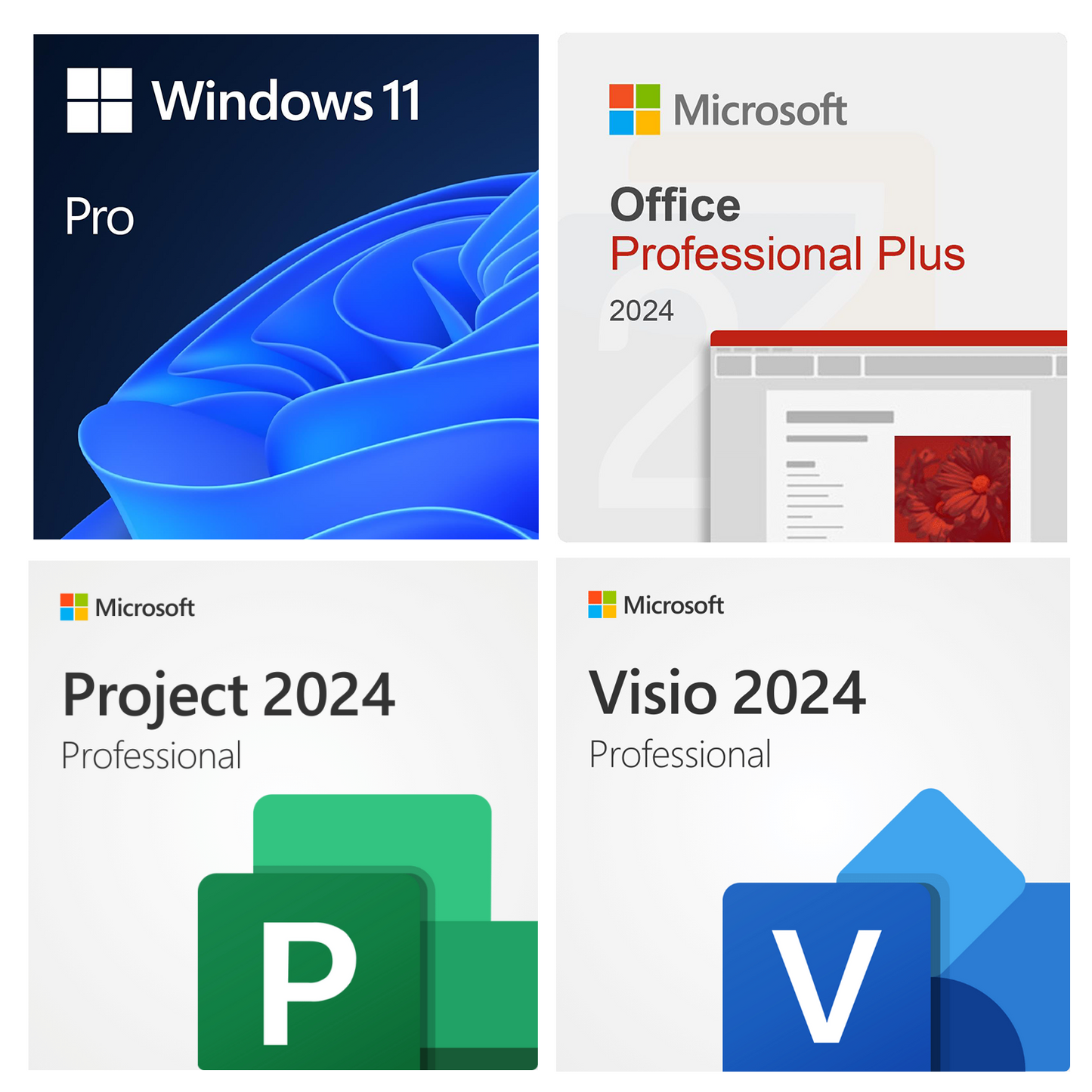 Ultimate Microsoft Professional Bundle: Windows 11 Pro + Office 2024 Pro Plus + Visio & Project 2024 Pro