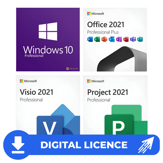 Ultimate Microsoft Productivity Bundle: Windows 10 Pro + Office 2021 Pro Plus with Visio & Project 2021 Pro