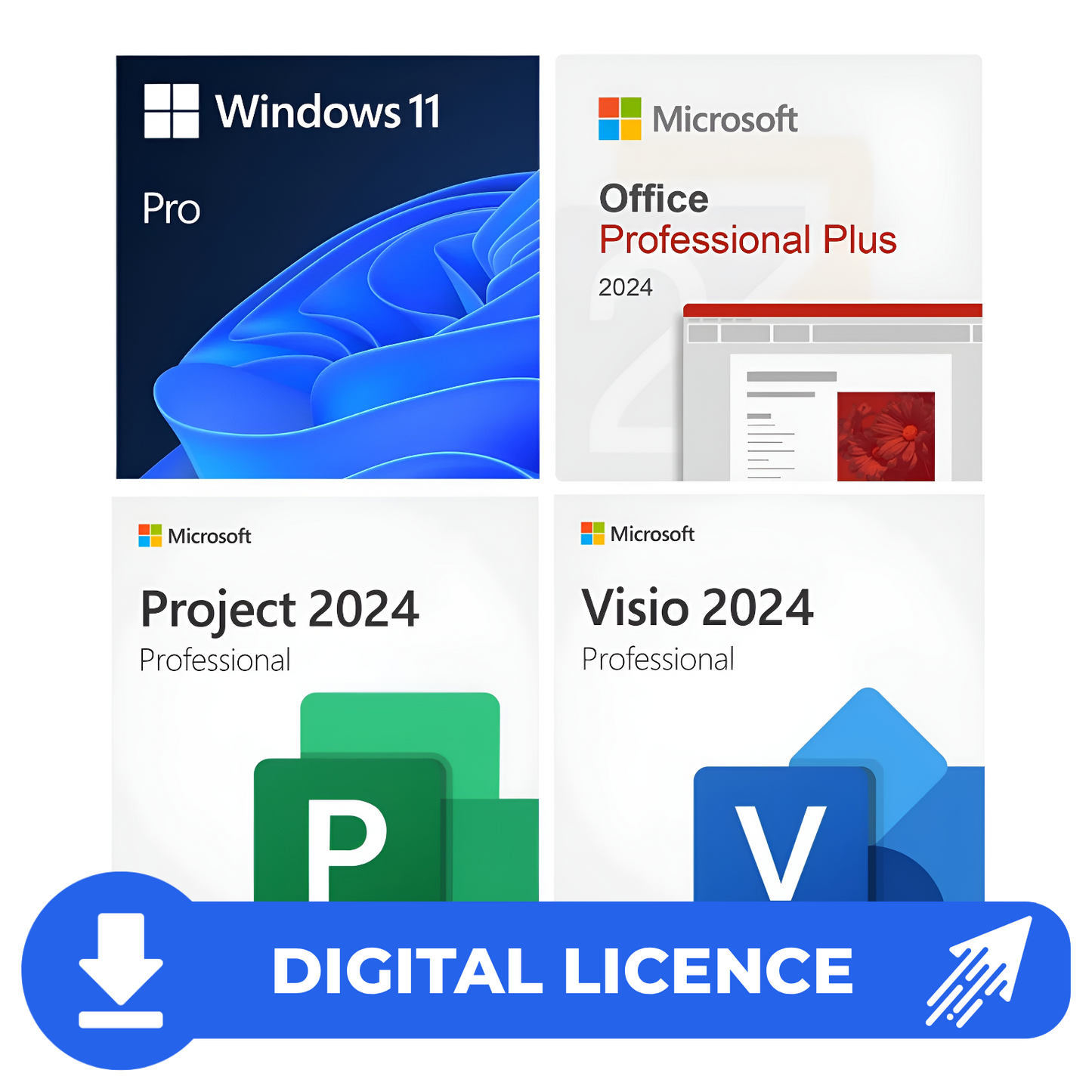 Ultimate Microsoft Professional Bundle: Windows 11 Pro + Office 2024 Pro Plus + Visio & Project 2024 Pro