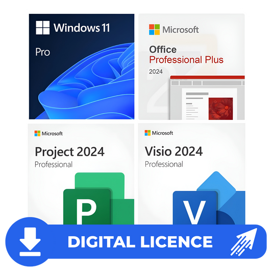 Ultimate Microsoft Professional Bundle: Windows 11 Pro + Office 2024 Pro Plus + Visio & Project 2024 Pro