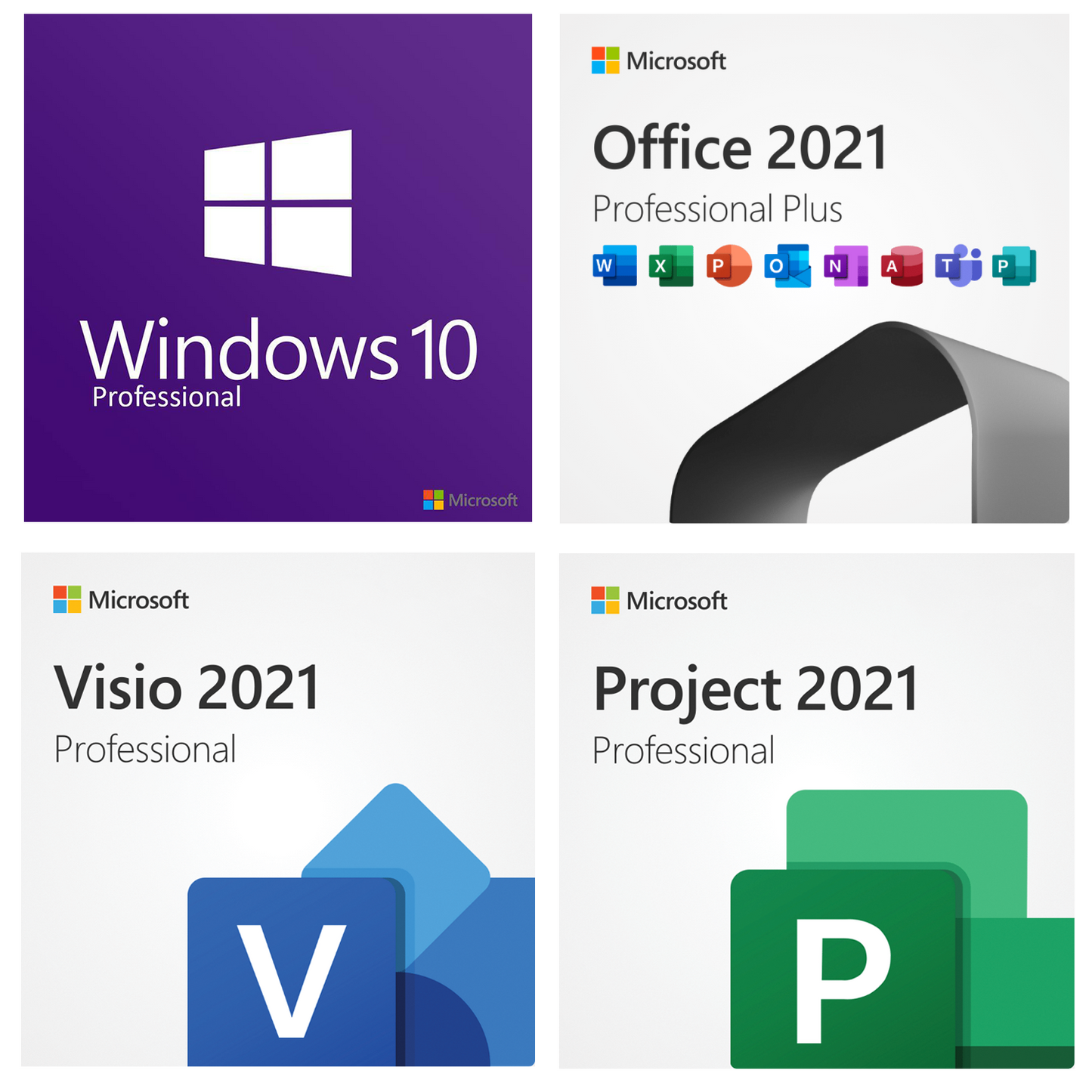 Ultimate Microsoft Productivity Bundle: Windows 10 Pro + Office 2021 Pro Plus with Visio & Project 2021 Pro